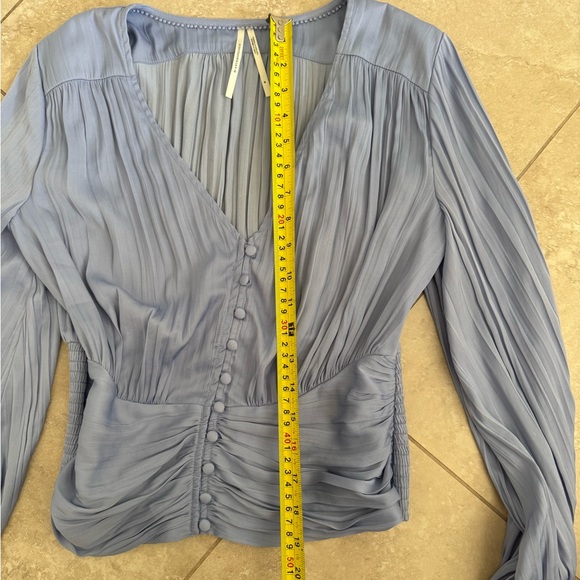 Anthropologie Silky Boho Bohemian Flowy Elegant Blue Women's Top - Picture 11 of 11